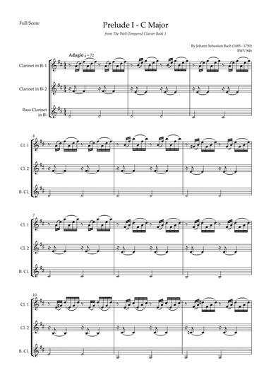 Prelude 1 in C Major BWV 846 (from Well-Tempered Clavier Book 1) for Clarinet Trio (arr. Fabio Britto)