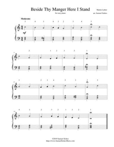 Beside Thy Manger Here I Stand - for easy piano (arr. Samuel Stokes)
