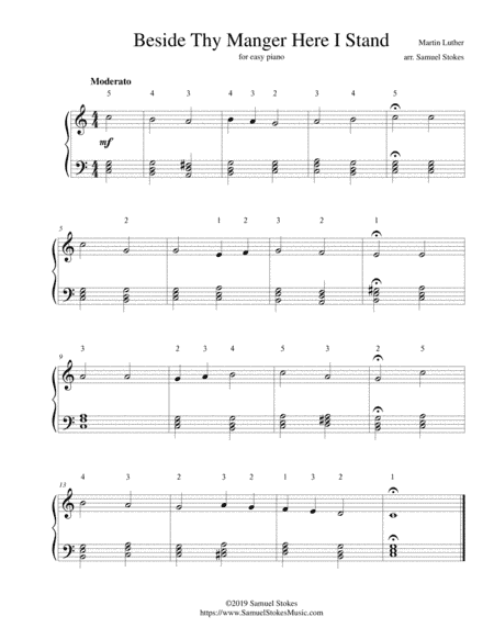 Beside Thy Manger Here I Stand - for easy piano (arr. Samuel Stokes)