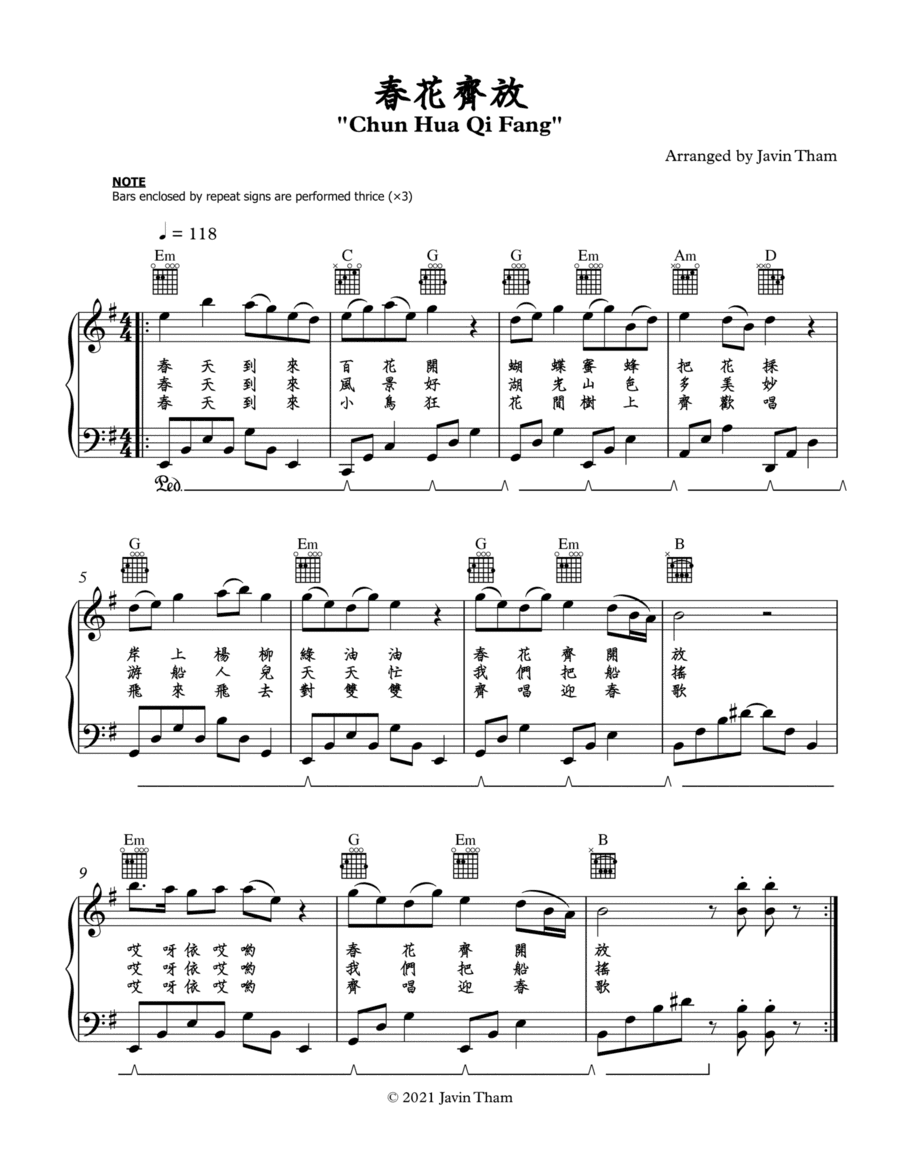 Chun Hua Qi Fang (arr. Javin Tham)