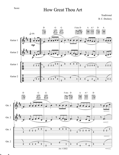 How Great Thou Art (Guitar Duet with TAB) (arr. B. C. Dockery)