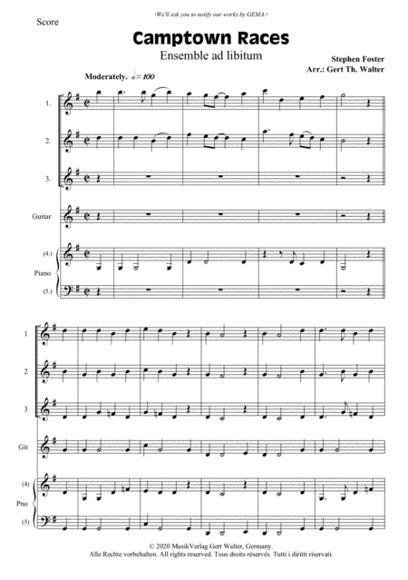 Camptown Races (arr. Gert Th. Walter)