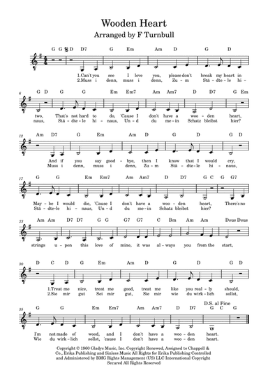 Wooden Heart (arr. F. Turnbull)