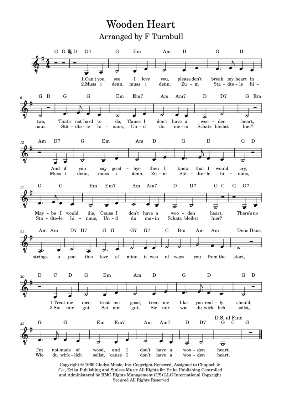 Wooden Heart (arr. F. Turnbull)