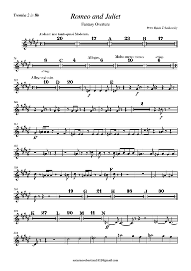 Romeo and Juliet (Fantasy Overture) Tchaikovsky Trumpet 2 in Bb (arr. Whitney Angulo Jr.)