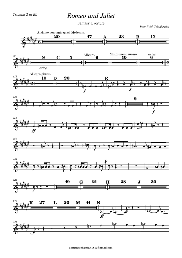 Romeo and Juliet (Fantasy Overture) Tchaikovsky Trumpet 2 in Bb (arr. Whitney Angulo Jr.)