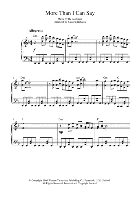 More Than I Can Say (arr. Kaiserin Rebecca)