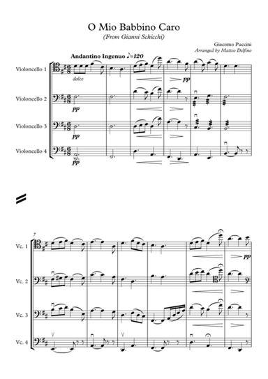 O Mio Babbino Caro (Cello Quartet) (arr. Matteo Delfino)
