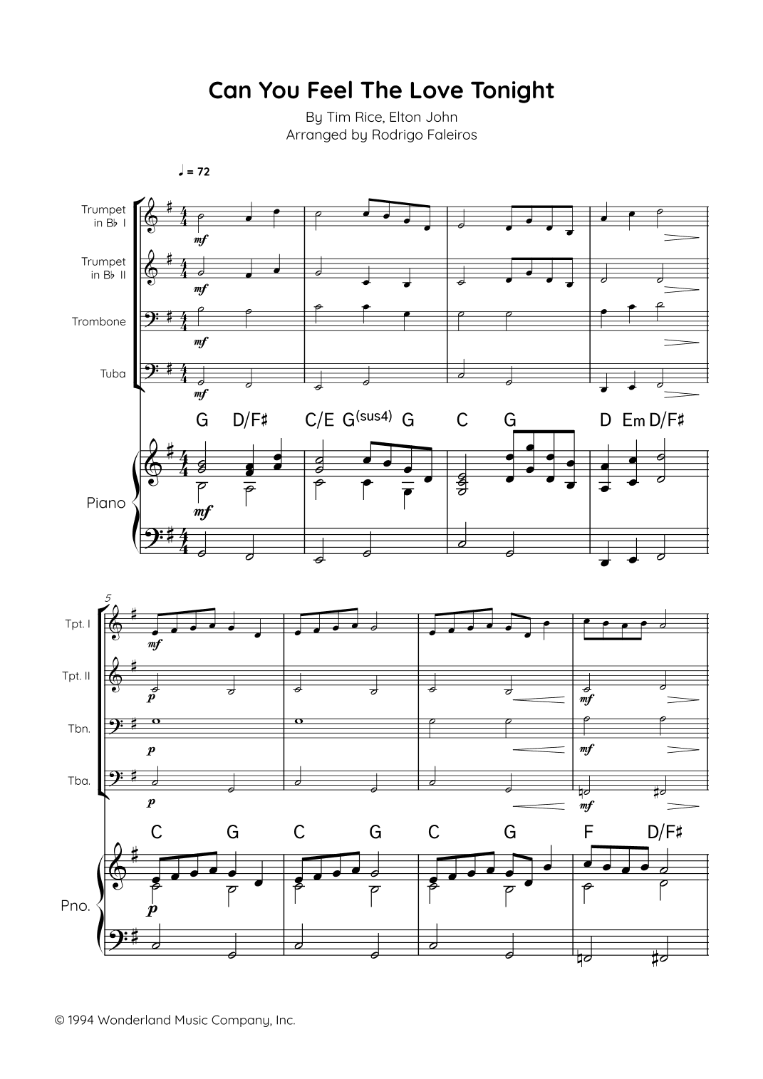 Can You Feel The Love Tonight (arr. Rodrigo Faleiros)