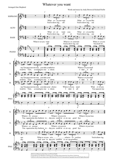 Whatever You Want (arr. Alan Shepherd)