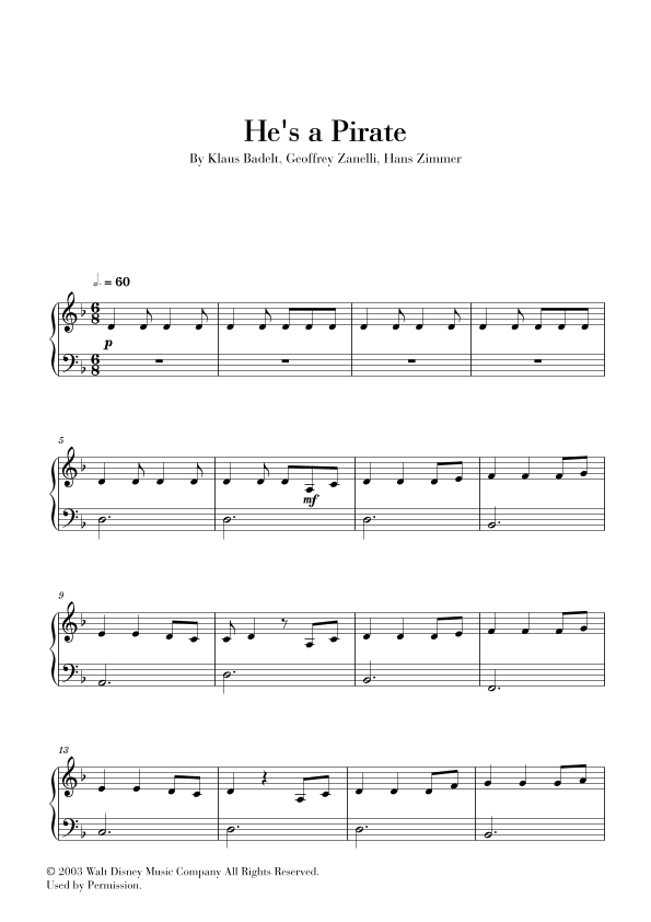 He's A Pirate (arr. Cadenza Editions)