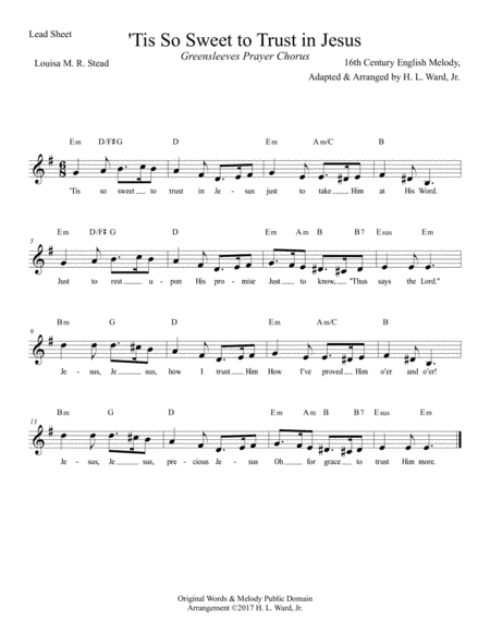 'Tis So Sweet to Trust in Jesus (arr. H. L. Ward, Jr.)