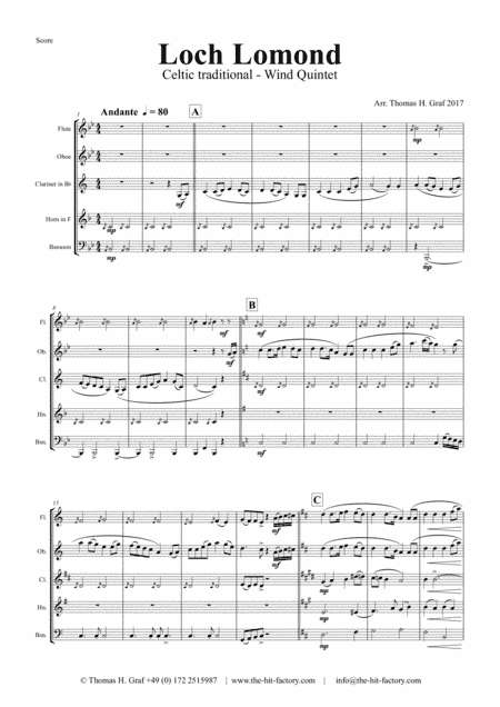Loch Lomond - Celtic Traditional - Wind Quintet (arr. Thomas H. Graf)