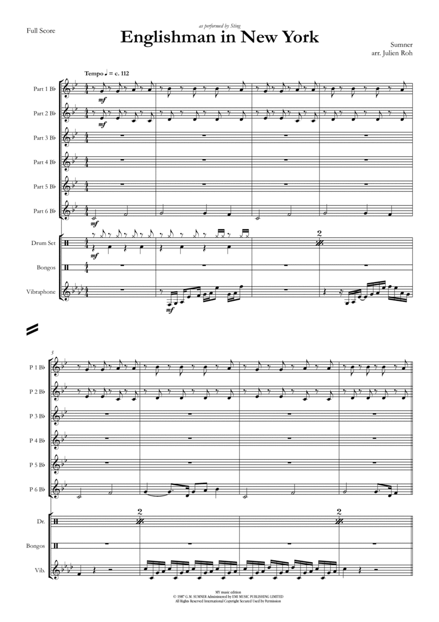Englishman In New York (arr. Julien Roh)