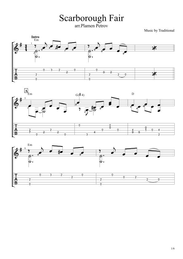Scarborough fair (arr. Plamen Petrov)