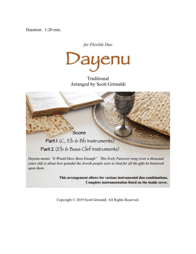 Dayenu - for Flexible Duo (C, Eb, Bb & Bass Clef Instruments) (arr. Scott Grimaldi)