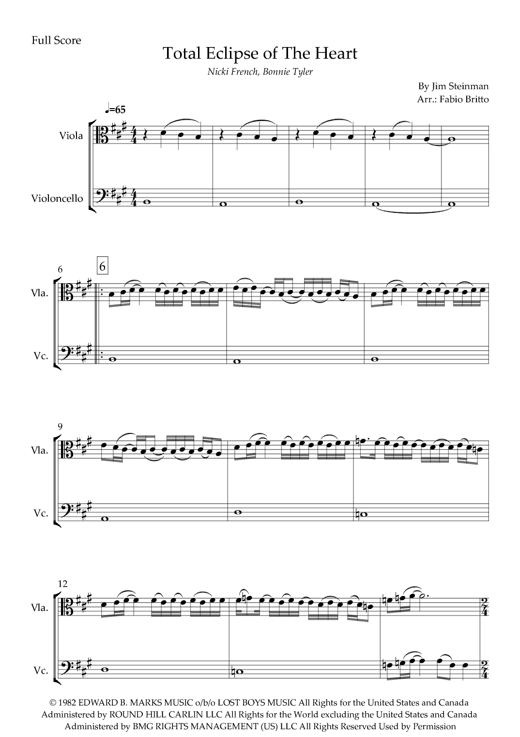 Total Eclipse Of The Heart (arr. Fabio Britto)