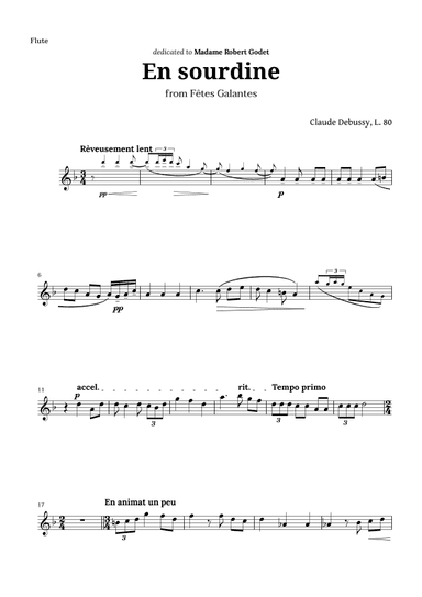 En sourdine by Debussy for Flute (arr. Langanho)