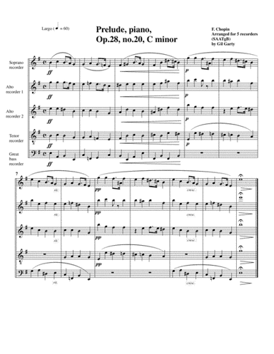 Prelude, Op.28,no.20 (arrangement for 5 recorders) (arr. Gil Garty)