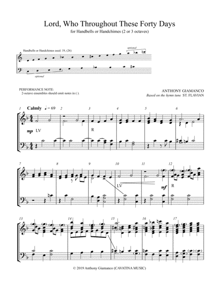 Lord, Who Throughout These Forty Days (2 or 3 octave handbells or handchimes) (arr. Anthony Giamanco)