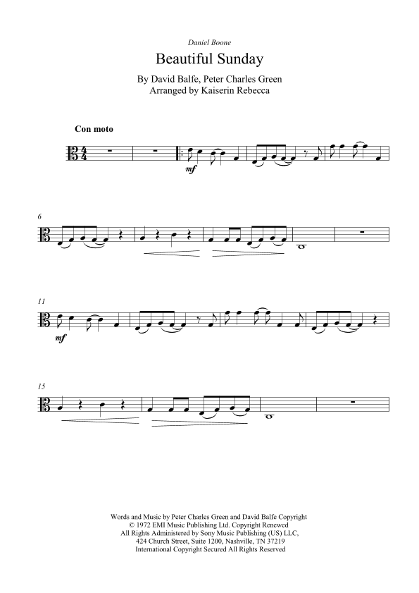 Beautiful Sunday (arr. Kaiserin Rebecca)