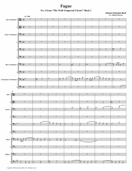 Fugue 04 from Well-Tempered Clavier, Book 1 (Trombone Choir) (arr. Richard Byrnes)
