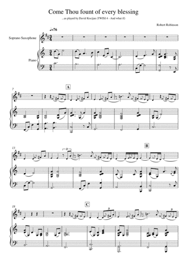 Come Thou fount of every blessing (piano & soprano sax) (arr. David Kocijan)
