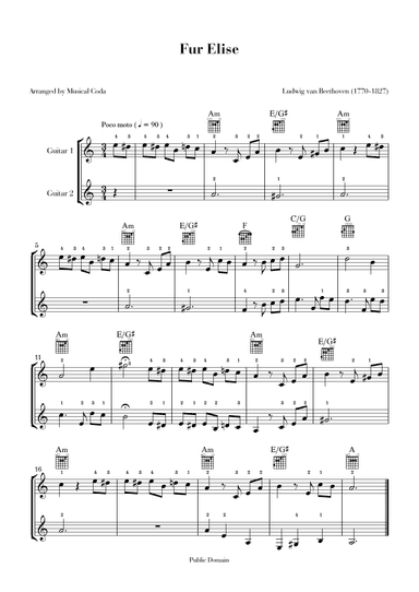Fur Elise - Guitar (arr. Musical Coda)