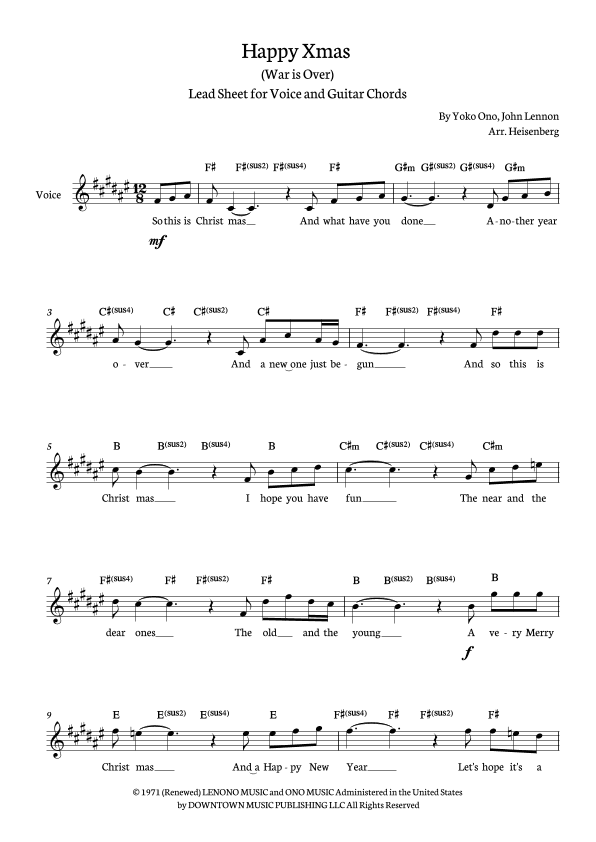 Happy Xmas (war Is Over) (arr. Heisenberg)
