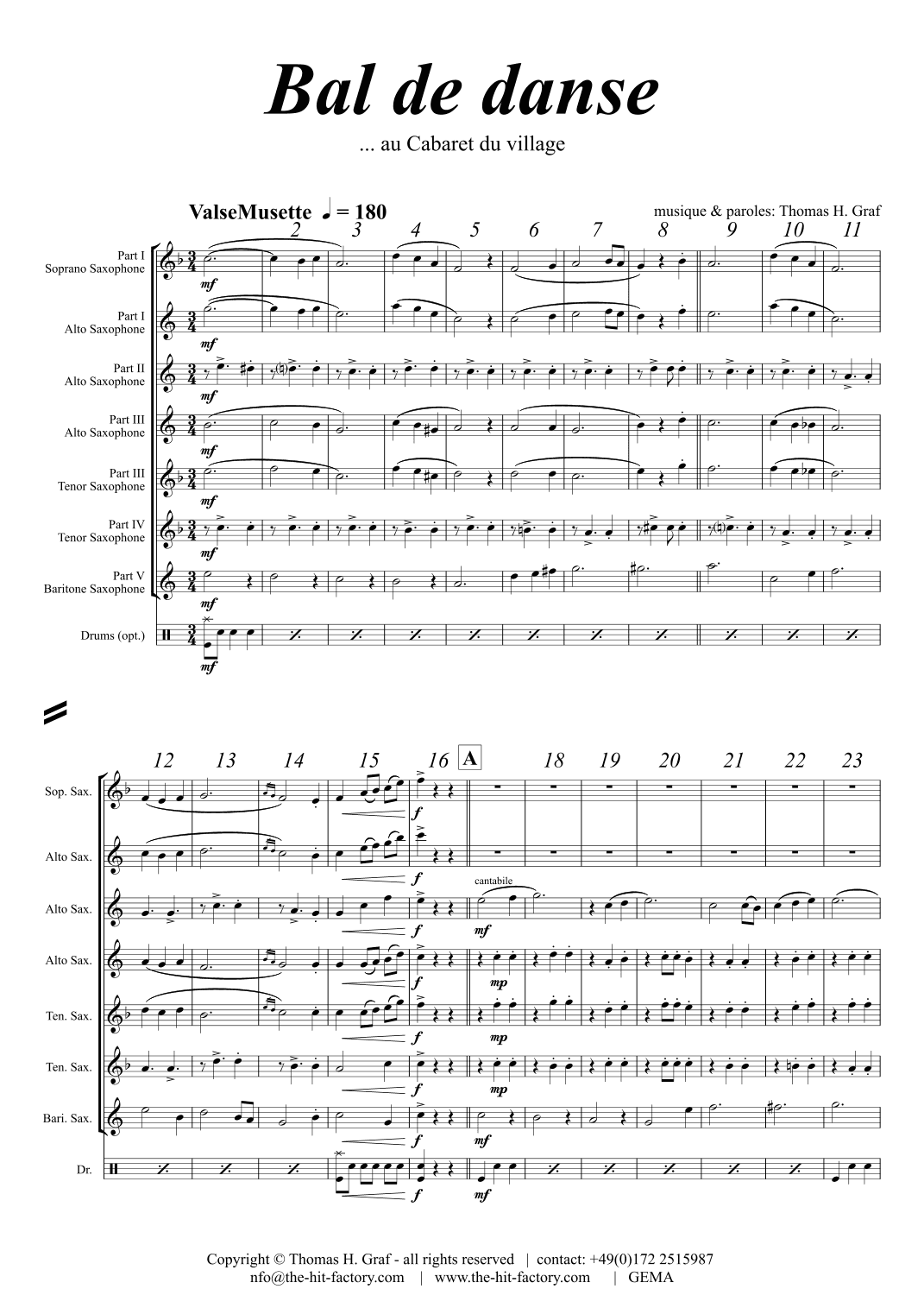 Ball de Danse - Musette Waltz - Saxophone Quintet