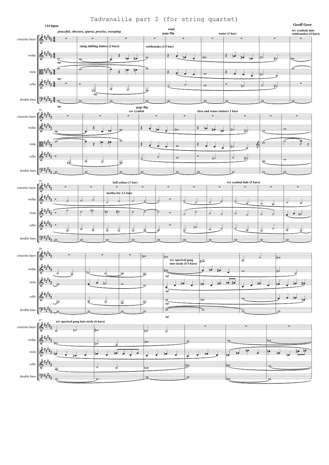 Tadvanalila, Part II (for string quartet)