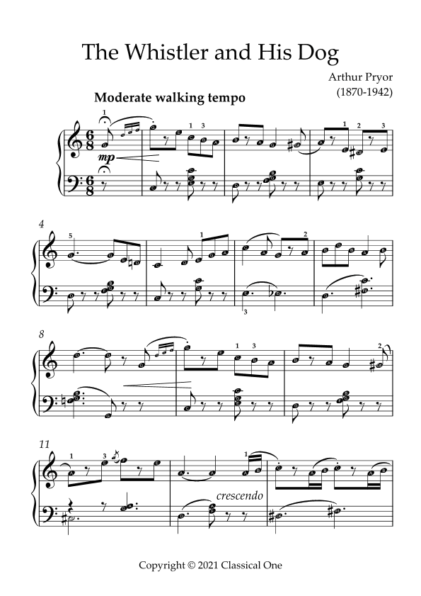 Pryor - The Whistler and His Dog(With Note name) (arr. MPS)