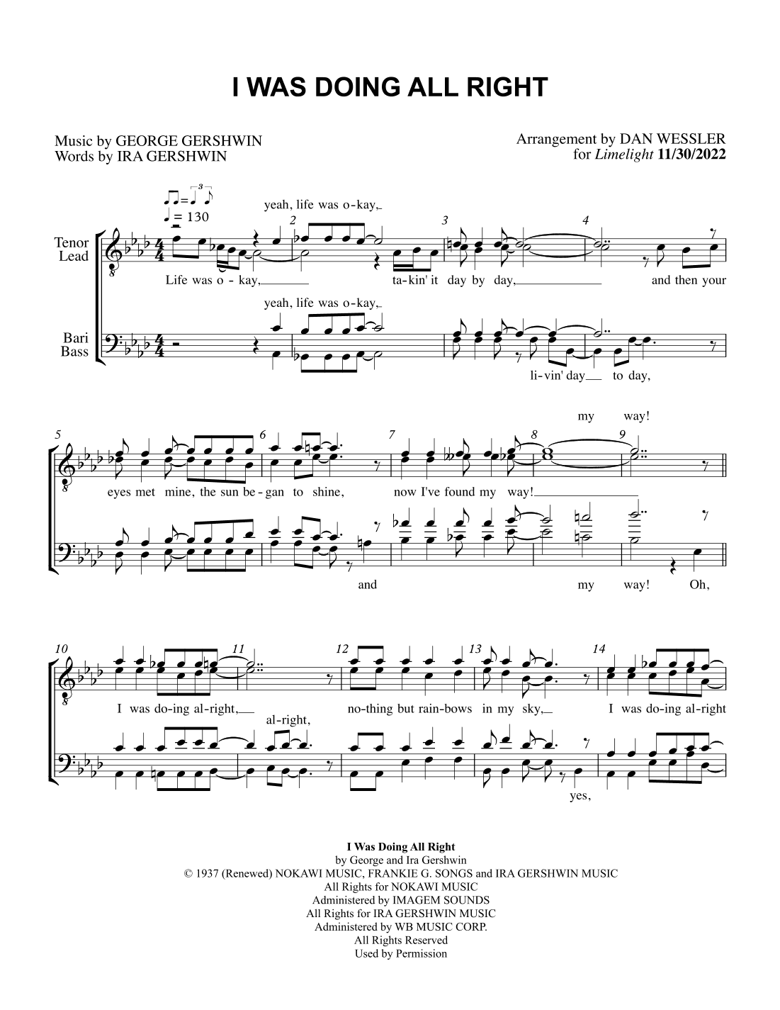 I Was Doing All Right (arr. Dan Wessler)