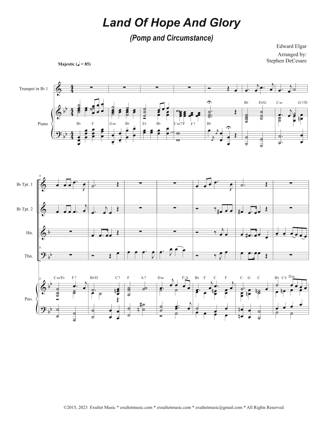 Land Of Hope And Glory (Pomp and Circumstance) (Brass Quartet and Piano) (arr. Stephen DeCesare)
