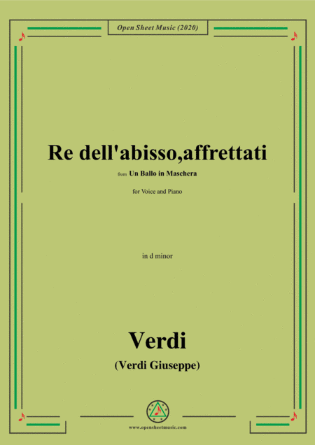 Verdi-Re dell'abisso,affrettati(Invocation Aria),in d minor (arr. MSM)
