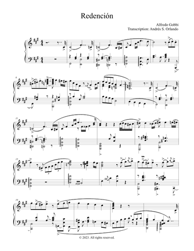 Redención (Tango) - Piano solo (arr. Andrés S. Orlando (transcription))