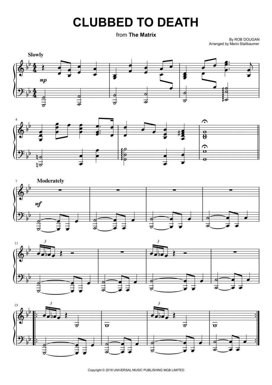 Clubbed To Death (arr. Mario Stallbaumer)