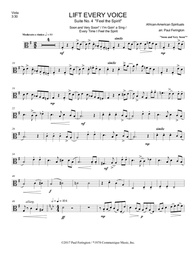 Suite #4 Feel the Spirit from LIFT EVERY VOICE Spirituals for String Quartet:   inc. Soon and Ver (arr. Paul Ferington)
