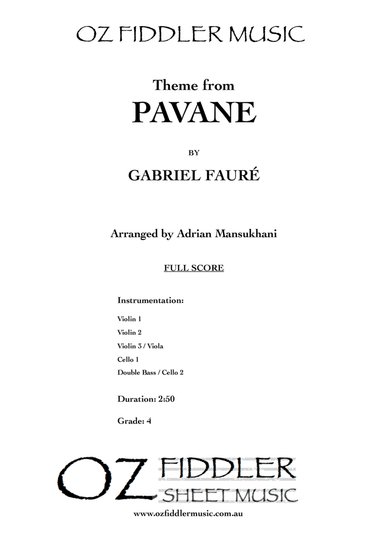 Theme from Pavane, by Gabriel Faure (arr. Adrian Mansukhani)