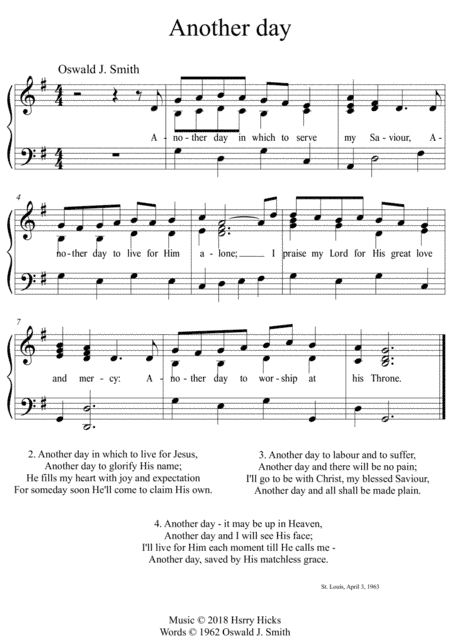 Another day. A new tune to a wonderful Oswald Smith hymn.