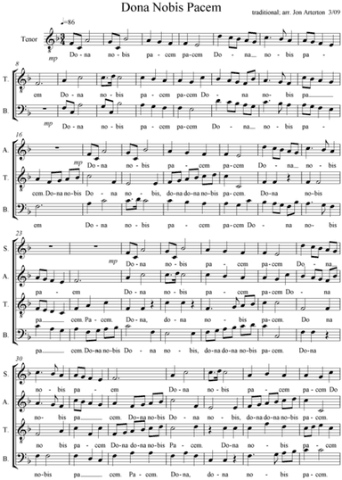 Dona Nobis Pacem - SATB a cappella (arr. Jon Arterton)