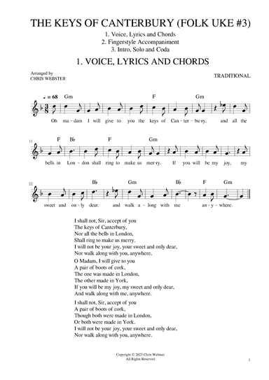 The Keys of Canterbury: Folk Uke #3 (arr. Chris Webster)