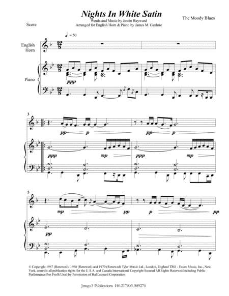 Nights In White Satin (arr. James M. Guthrie, ASCAP)