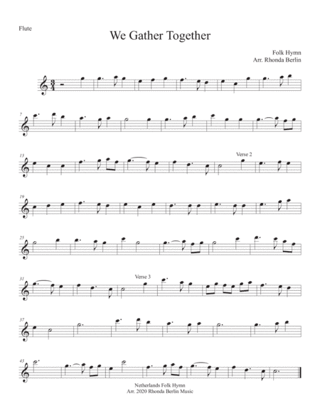 We Gather Together- flute solo (arr. Rhonda Berlin)