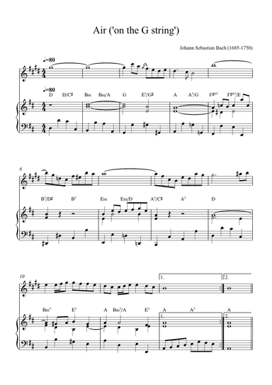 Air ('On the G srings') Soprano Saxophone (with chords) (arr. Alex Nunes Rodrigues)