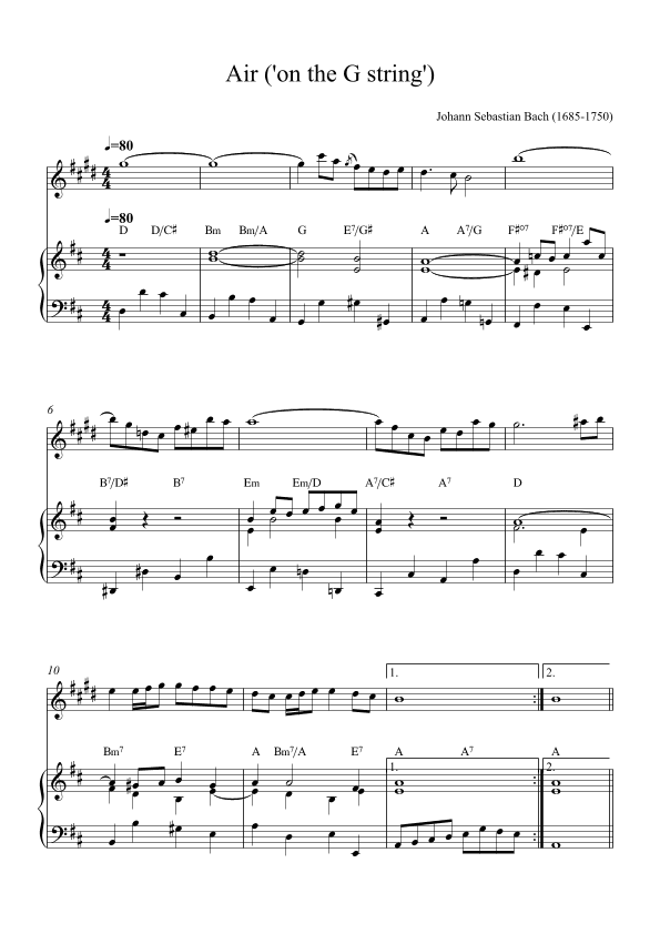 Air ('On the G srings') Soprano Saxophone (with chords) (arr. Alex Nunes Rodrigues)