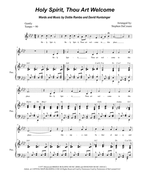 Holy Spirit, Thou Art Welcome (arr. Stephen DeCesare)
