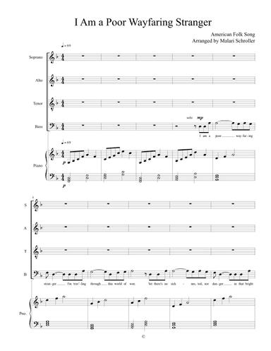 I Am a Poor Wayfaring Stranger (arr. Malari Schroller)