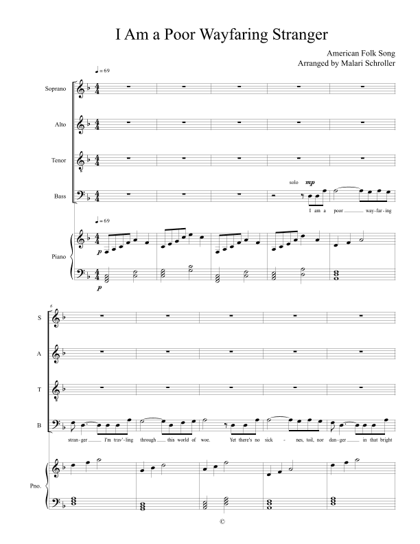 I Am a Poor Wayfaring Stranger (arr. Malari Schroller)
