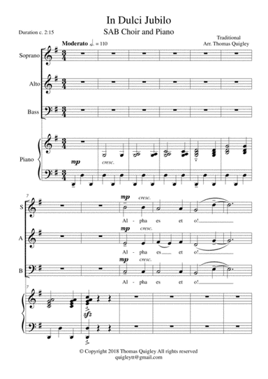 In Dulci Jubilo (arr. Thomas Quigley)